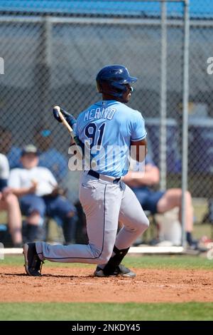 Tampa Bay Rays Patrick Merino (91) and Carlos Colmenarez (55) during a MiLB Spring  Training game against the Atlanta Braves on March 26, 2022 at Charlotte  Sports Park in Port Charlotte, Florida. (