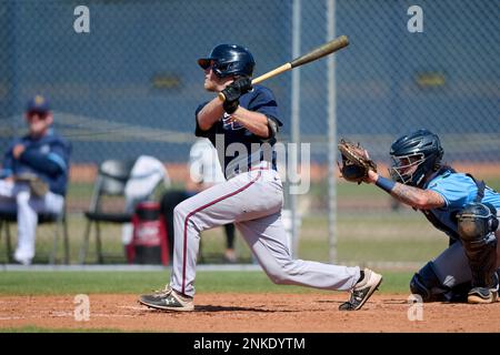 Atlanta Braves pitcher Rolddy Munoz (40) during a MiLB Spring Training game  against the Tampa Bay Rays on March 26, 2022 at Charlotte Sports Park in  Port Charlotte, Florida. (Mike Janes/Four Seam