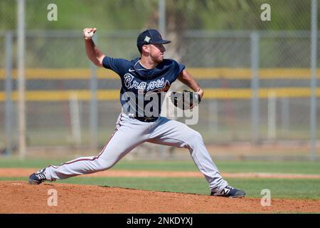 Atlanta Braves pitcher Rolddy Munoz (40) during a MiLB Spring Training game  against the Tampa Bay Rays on March 26, 2022 at Charlotte Sports Park in  Port Charlotte, Florida. (Mike Janes/Four Seam