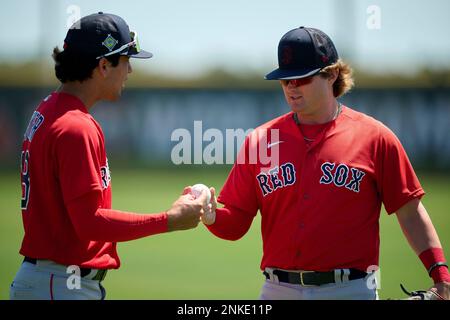 Boston Red Sox shortstop Marcelo Mayer (18) during warmups before