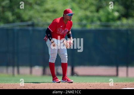 Philadelphia Phillies second baseman Alexeis Azuaje (5) during a MiLB Spring  Training game against the Toronto Blue Jays on March 20, 2022 at the  Carpenter Complex in Clearwater, Florida. (Mike Janes/Four Seam