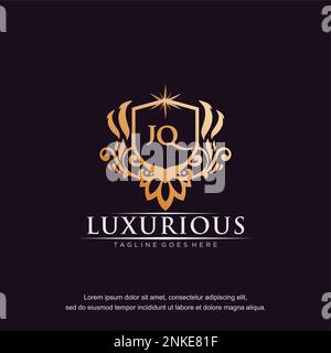 JQ initial letter luxury ornament gold monogram logo template vector. Stock Vector