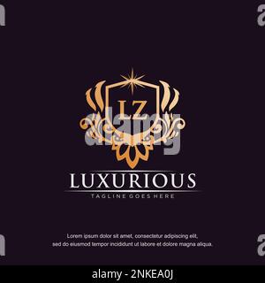 LZ initial letter luxury ornament gold monogram logo template vector. Stock Vector
