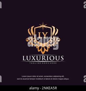 LY initial letter luxury ornament gold monogram logo template vector. Stock Vector