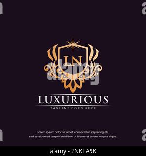 LN initial letter luxury ornament gold monogram logo template vector. Stock Vector