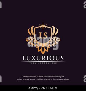 LS initial letter luxury ornament gold monogram logo template vector. Stock Vector