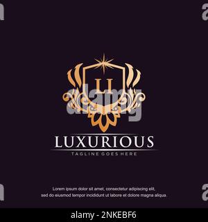 LI initial letter luxury ornament gold monogram logo template vector. Stock Vector