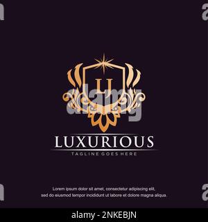 LJ initial letter luxury ornament gold monogram logo template vector. Stock Vector