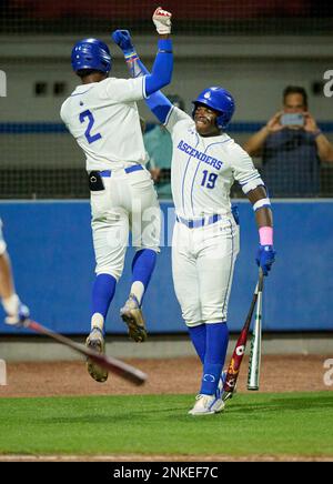 IMG Ascenders Elijah Green (2) rounds the bases after hitting a home run  during a High School Baseball game against the George Jenkins Eagles on  March 18, 2022 at IMG Academy in