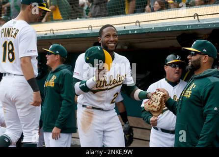 Colorado Rockies' Jurickson Profar watches his two-run double off Oakland  Athletics relief pitcher Sam Long during the eighth inning of a baseball  game Friday, July 28, 2023, in Denver. (AP Photo/David Zalubowski