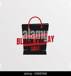 Illustration of Black Friday Sale Bag, Flat Vector Illustration Design. Stock Vector