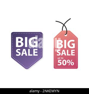 Big sales and discount price tag, vector illustration design. isolated on a white background. Stock Vector