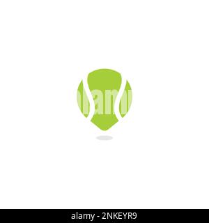 Pin Tennis Ball Logo Design. Location Tennis Icon Stock Vector