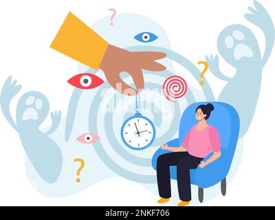 Open mind psychotherapy session concept with treatment symbols flat vector illustration Stock Vector