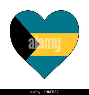 Bahamas Heart Shape Flag. Love Bahamas. Visit Bahamas. Caribbean. Latin America. Vector Illustration Graphic Design. Stock Vector