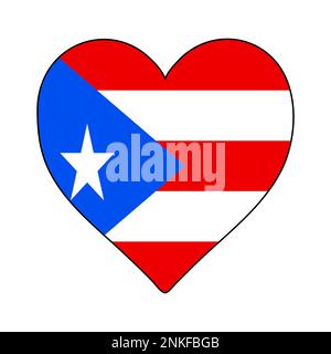 Puerto Rico Heart Shape Flag. Love Puerto Rico. Visit Puerto Rico. Caribbean. Latin America. Vector Illustration Graphic Design. Stock Vector