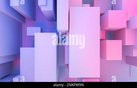 Illustration of gradient cubes in pastel shades Stock Photo - Alamy