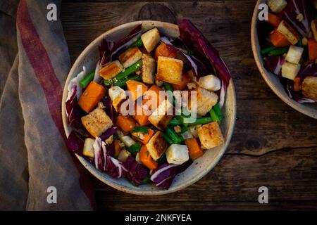 Bowl of ready-to-eat vegan salad Stock Photo