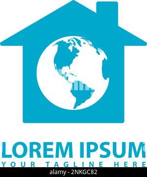 Lockdown globe logo isolated house Stock Vector