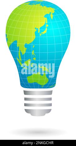 globe logo in a light bulb Stock Vector