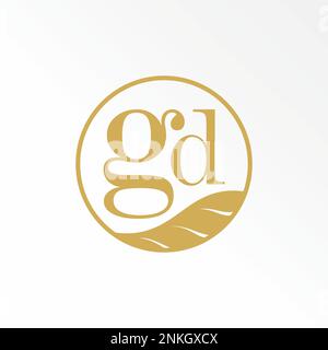 Letter or word DG or GD serif font with circle line and leaf image graphic icon logo design abstract concept vector stock related to nature or initial Stock Vector