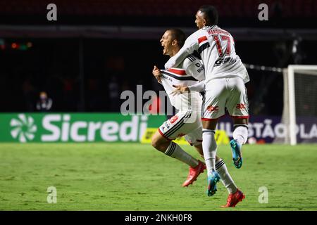 SÃO PAULO, SP - 22.03.2022: SÃO PAULO FC X SÃO BERNARDO FC - Marquinhos  celebrates a goal by São Paulo FC during a match between São Paulo FC x São  Bernardo FC