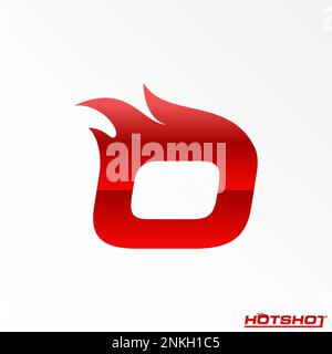 letter or word O sans serif italic font with flame or fire like speed or move graphic icon logo design abstract concept vector stock initial hot fast Stock Vector