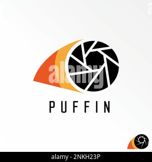 Unique and simple capture or camera with puffin head or mouth image graphic icon logo design abstract concept vector stock animal or photo shoot Stock Vector