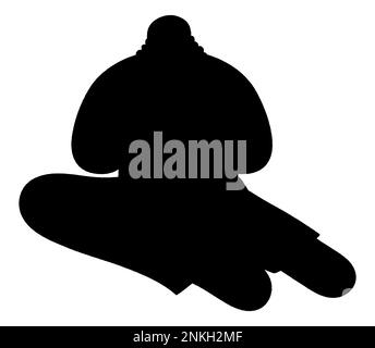 Black silhouette of a man character sitting on the floor Stock Vector