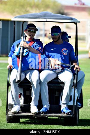 Japanese outfielder Seiya Suzuki shows his uniform number 27 in Mesa,  Arizona on March 19, 2022. The 27-year-old Suzuki recorded .317 with 38  homers and 88 RBIs in 132 games last season