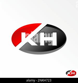 letter or word KH sans serif negative space font in ellipse image graphic icon logo design abstract concept vector stock sport or automotive Stock Vector