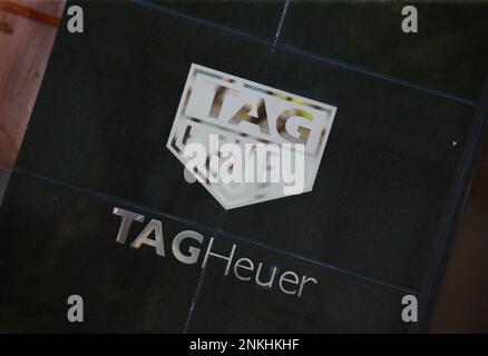 The logo of TAG Heuer is seen at Omotesando in Shibuya Ward Tokyo