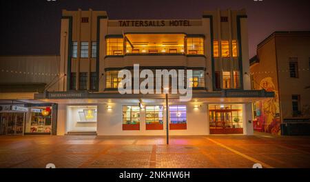 The Tattersalls Hotel after dark in Armidale, new south wales, australia Stock Photo