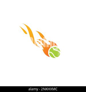 Fire Tennis Ball Vector Illustration. Tennis Ball Club Stock Vector