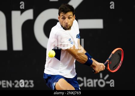 Rio, Brazil - february 23, 2023: Zapata Miralles (ESP) player in match against Francisco Cerundolo (ARG) by Rioopen 2023 ATP 500, in Rio de Janeiro Jo Stock Photo