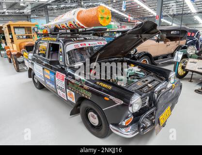 The 1964 Wolseley 24/80, owned by Bathurst local John Lindsellat the Inverell National Transport Museum in nsw, australia, sponsored by chico roll co. Stock Photo