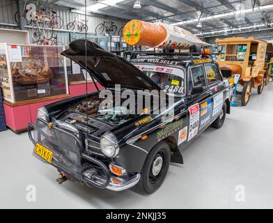 The 1964 Wolseley 24/80, owned by Bathurst local John Lindsellat the Inverell National Transport Museum in nsw, australia, sponsored by chico roll co. Stock Photo