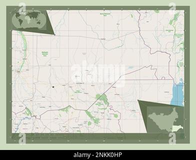 Eastern Equatoria, state of South Sudan. Open Street Map. Corner auxiliary location maps Stock Photo