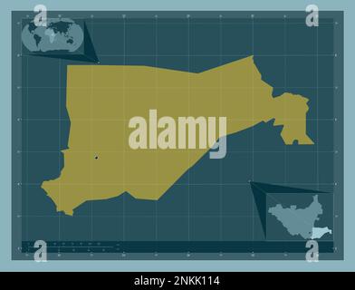 Eastern Equatoria, state of South Sudan. Solid color shape. Corner auxiliary location maps Stock Photo