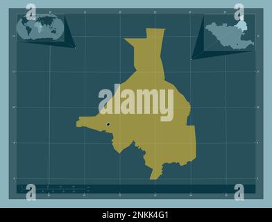 Upper Nile, state of South Sudan. Solid color shape. Corner auxiliary location maps Stock Photo