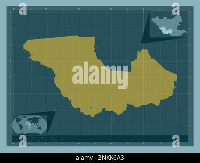 Western Equatoria, state of South Sudan. Solid color shape. Corner auxiliary location maps Stock Photo