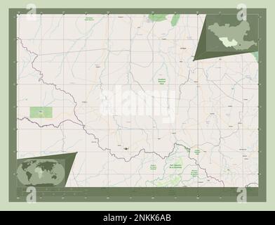 Western Equatoria, state of South Sudan. Open Street Map. Corner auxiliary location maps Stock Photo