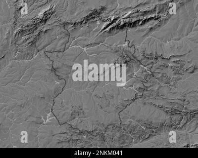 Extremadura, autonomous community of Spain. Bilevel elevation map with ...