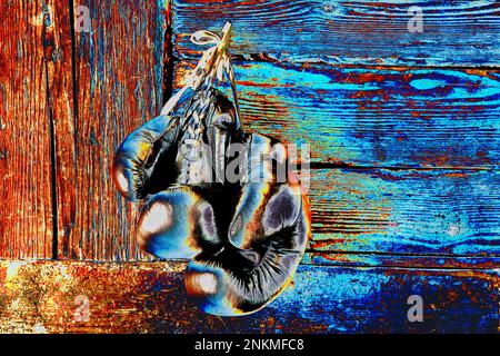 Boxing gloves in pop art style Stock Photo