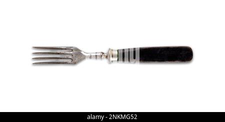 old fork on a white background Stock Photo