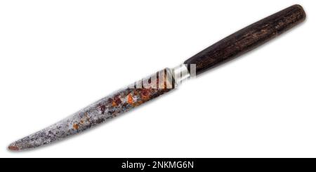 old kichen knife on a white background Stock Photo
