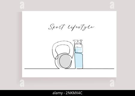 weight sports drinker water lifestyle health sports line background Stock Vector
