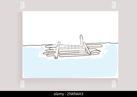 Wood Raft Drawing Colored In Wooden raft with sail, isolated vector illustration black outline ...