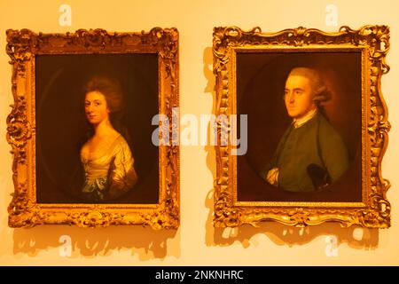 England, Dorset, Dorchester, Dorset Museum, Portrait of Rebecca Steward by Thomas Beach dated 1783 and John Bragg by Thomas Gainsborough dated 1767 Stock Photo