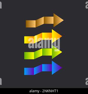 Arrow geometric, polygonal with triangular tip. Set of abstract vector arrows Stock Vector